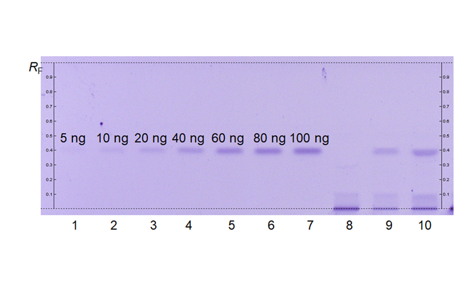 HPTLC chromatograms in white light after derivatization